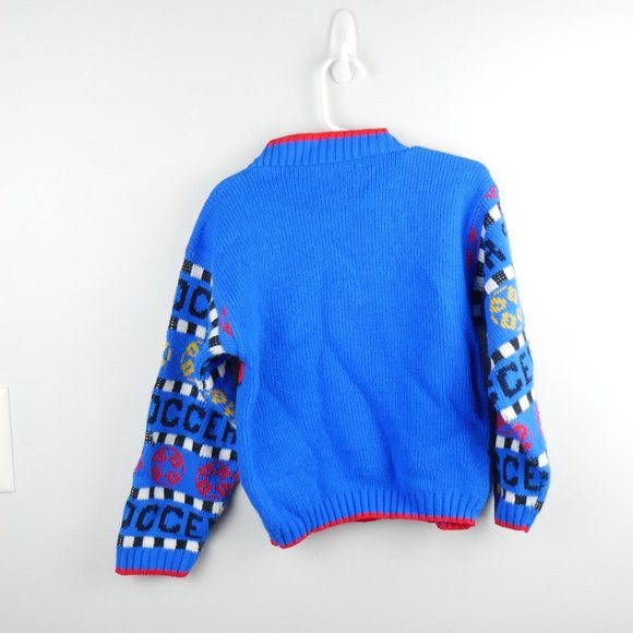 Vintage Hot Cashews Blue Red Dalmatian Playing Soccer Knit Crewneck Sweater 5 - Picture 8 of 8